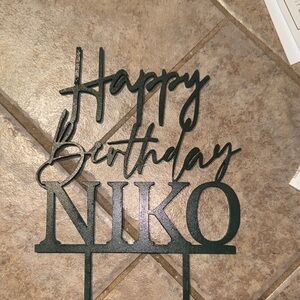 Custom Black Happy Birthday Cake Topper